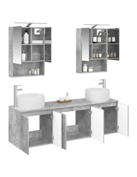 Set di Armadi da Bagno 5 pcs Grigio Cemento