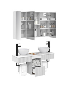 Set di Armadi da Bagno 4 pcs Bianco 103,5 x 15,5 x 70 cm 2
