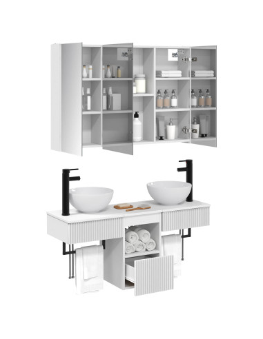Set di Armadi da Bagno 4 pcs Bianco 103,5 x 15,5 x 70 cm