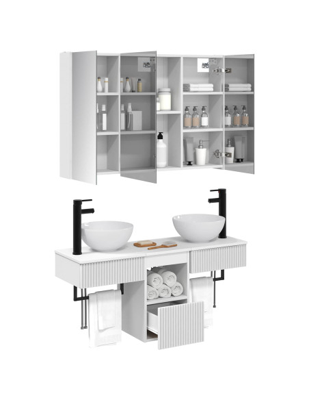 Set di Armadi da Bagno 4 pcs Bianco 103,5 x 15,5 x 70 cm