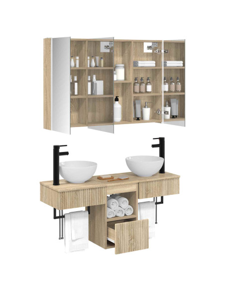 Set di Armadi da Bagno 4 pcs Rovere Sonoma 103,5 x 15,5 x 70 cm