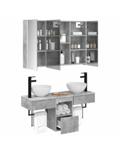 Set di Armadi da Bagno 4 pcs Grigio Cemento 2