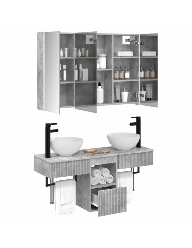 Set di Armadi da Bagno 4 pcs Grigio Cemento