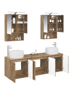 Set di Armadi da Bagno 5 pcs Rovere Artigianale 2