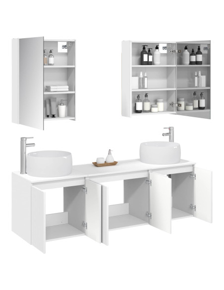 Set di Armadi da Bagno 5 pcs Bianco Legno ingegnerizzato