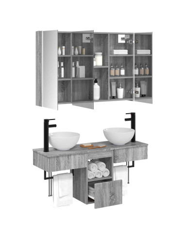 Set di Armadi da Bagno 4 pcs Sonoma grigio 103,5 x 15,5 x 70 cm