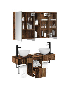 Set di Armadi da Bagno 4 pcs Legno antico 103,5 x 15,5 x 70 cm 2