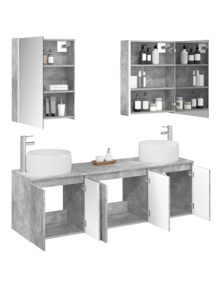 Set di Armadi da Bagno 5 pcs Grigio Cemento