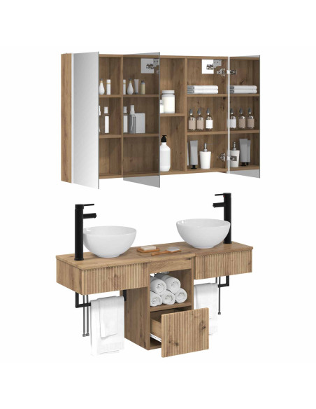 Set di Armadi da Bagno 4 pcs Rovere Artigianale