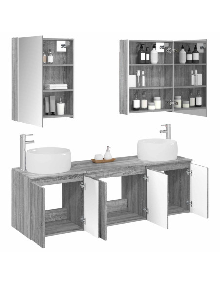 Set di Armadi da Bagno 5 pcs Sonoma grigio Legno ingegnerizzato