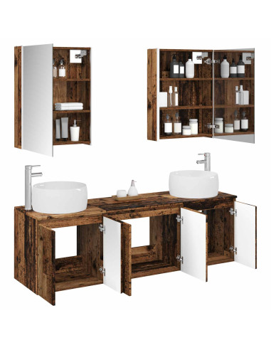 Set di Armadi da Bagno 5 pcs Legno antico Legno ingegnerizzato