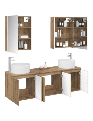 Set di Armadi da Bagno 5 pcs Rovere Artigianale