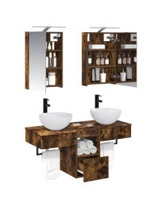 Set di Armadi da Bagno 5 pcs Rovere Fumo 40 x 10,5 x 60,5 cm 2