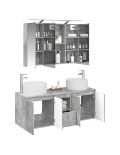 Set di Armadi da Bagno 4 pcs Grigio Cemento 2