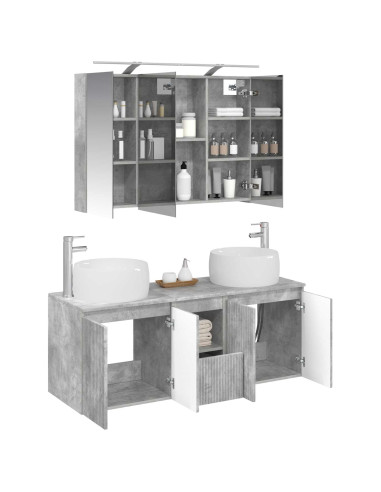 Set di Armadi da Bagno 4 pcs Grigio Cemento