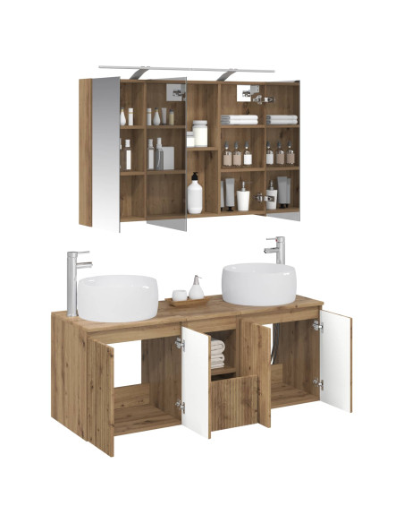 Set di Armadi da Bagno 4 pcs Rovere Artigianale