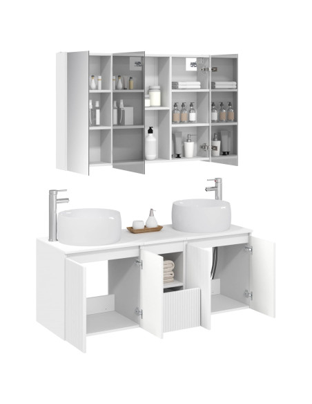 Set di Armadi da Bagno 4 pcs Bianco Legno ingegnerizzato