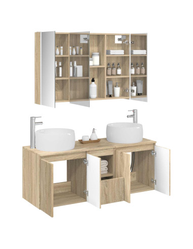 Set di Armadi da Bagno 4 pcs Rovere Sonoma Legno ingegnerizzato