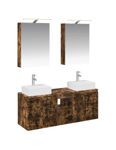Set di Armadi da Bagno 5 pcs Rovere Fumo Legno ingegnerizzato