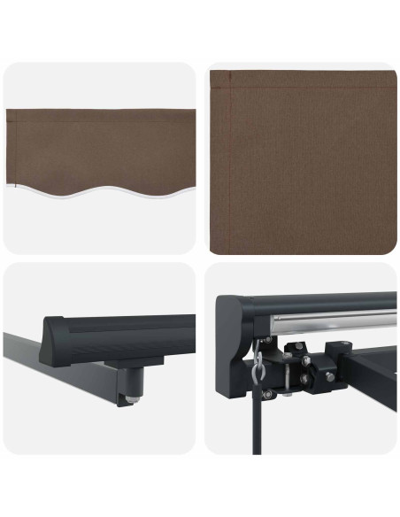 Cornice per Tenda Manuale con LED Tortora 3,5 x 2 m