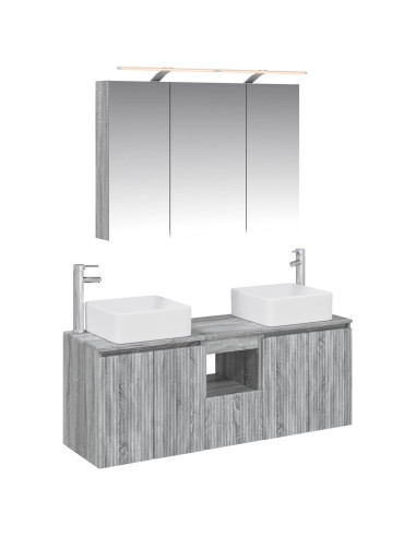 Set di Armadi da Bagno 4 pcs Sonoma grigio 100 x 14,5 x 70 cm