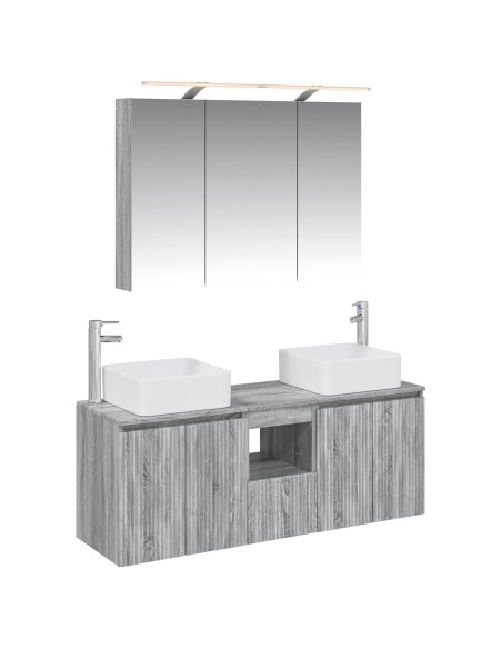 Set di Armadi da Bagno 4 pcs Sonoma grigio 100 x 14,5 x 70 cm