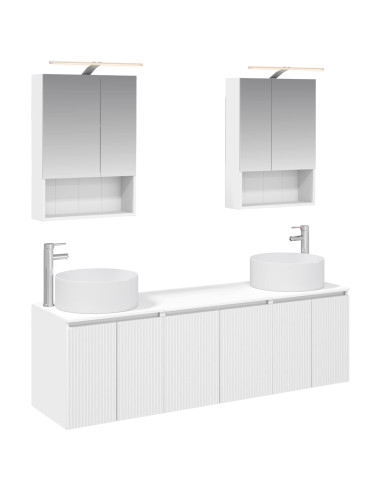 Set di Armadi da Bagno 5 pcs Bianco Legno ingegnerizzato