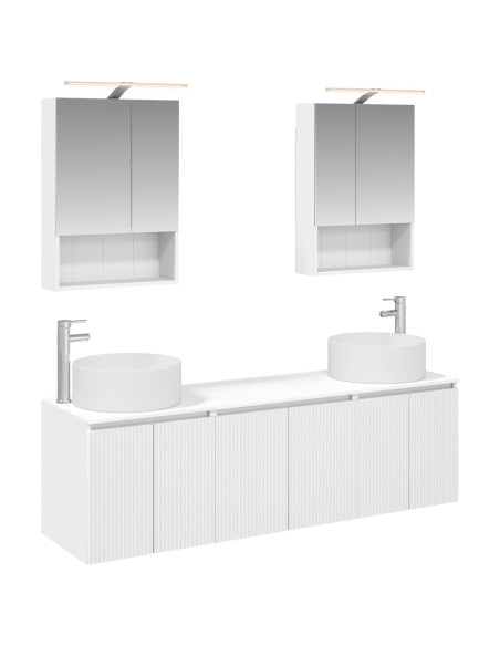 Set di Armadi da Bagno 5 pcs Bianco Legno ingegnerizzato