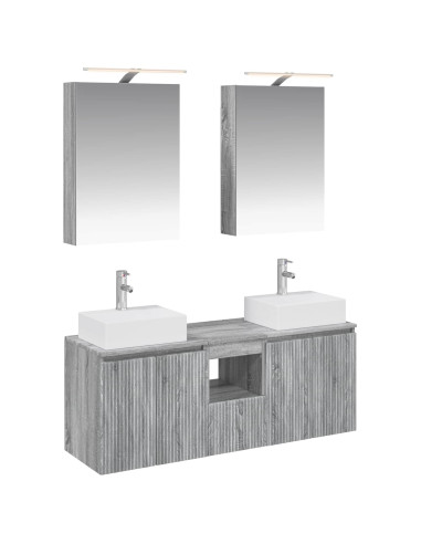Set di Armadi da Bagno 5 pcs Sonoma grigio Legno ingegnerizzato