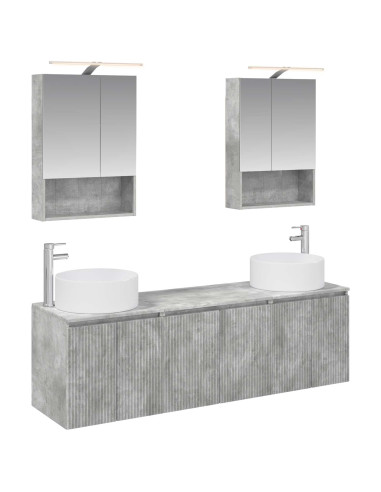 Set di Armadi da Bagno 5 pcs Grigio Cemento