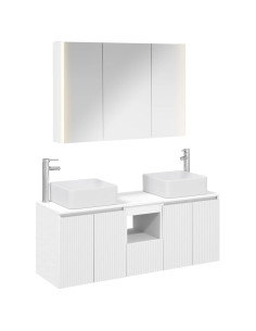 Set di Armadi da Bagno 4 pcs Bianco Legno ingegnerizzato