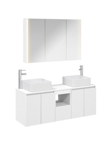 Set di Armadi da Bagno 4 pcs Bianco Legno ingegnerizzato