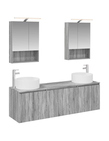 Set di Armadi da Bagno 5 pcs Sonoma grigio Legno ingegnerizzato