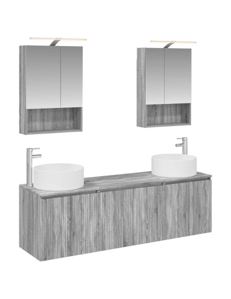 Set di Armadi da Bagno 5 pcs Sonoma grigio Legno ingegnerizzato