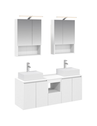 Set di Armadi da Bagno 5 pcs Bianco Legno ingegnerizzato