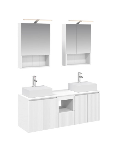 Set di Armadi da Bagno 5 pcs Bianco Legno ingegnerizzato