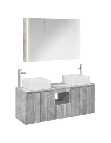 Set di Armadi da Bagno 4 pcs Grigio Cemento