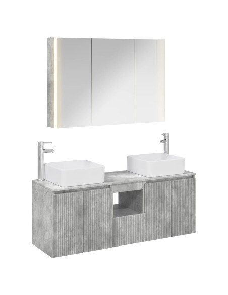 Set di Armadi da Bagno 4 pcs Grigio Cemento