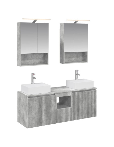 Set di Armadi da Bagno 5 pcs Grigio Cemento