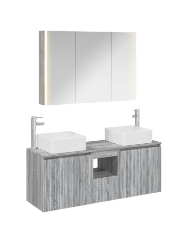 Set di Armadi da Bagno 4 pcs Sonoma grigio Legno ingegnerizzato