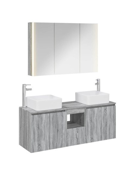 Set di Armadi da Bagno 4 pcs Sonoma grigio Legno ingegnerizzato