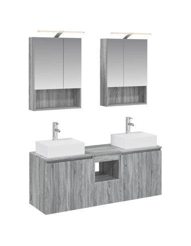 Set di Armadi da Bagno 5 pcs Sonoma grigio Legno ingegnerizzato