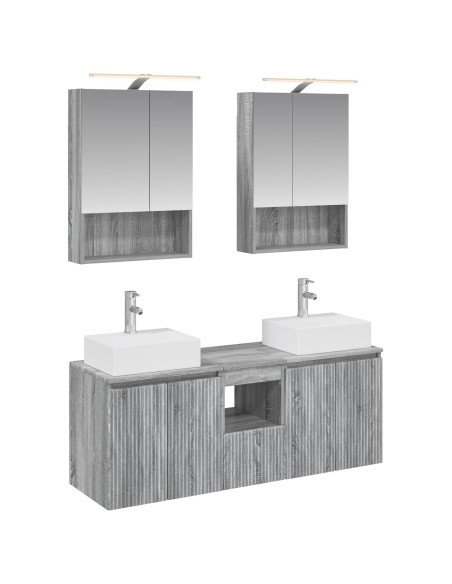 Set di Armadi da Bagno 5 pcs Sonoma grigio Legno ingegnerizzato