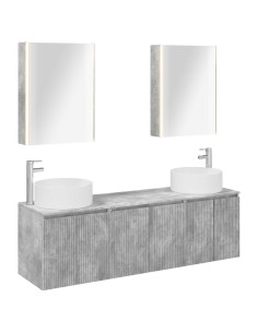 Set di Armadi da Bagno 5 pcs Grigio Cemento