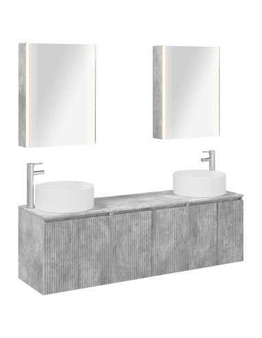 Set di Armadi da Bagno 5 pcs Grigio Cemento