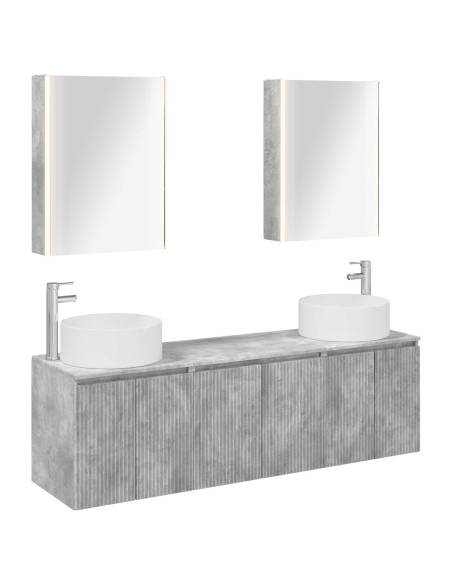 Set di Armadi da Bagno 5 pcs Grigio Cemento