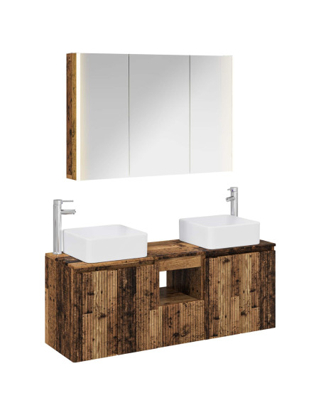 Set di Armadi da Bagno 4 pcs Legno antico Legno ingegnerizzato