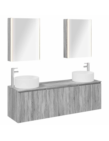 Set di Armadi da Bagno 5 pcs Sonoma grigio Legno ingegnerizzato
