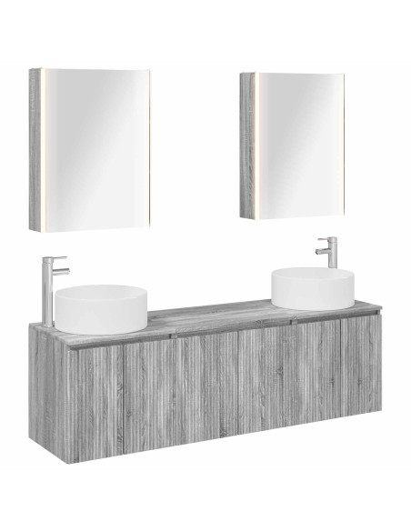 Set di Armadi da Bagno 5 pcs Sonoma grigio Legno ingegnerizzato