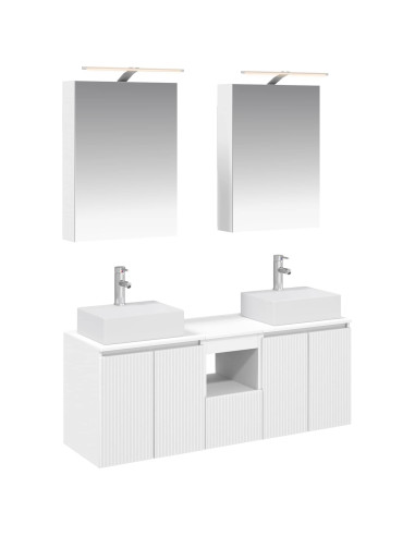 Set di Armadi da Bagno 5 pcs Bianco Legno ingegnerizzato